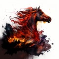 Art horse made of magma lava volcanic