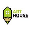 Art house pain draw pencil logo design template Royalty Free Stock Photo