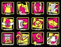 Art icon set. Included the icons as artist, color, paint, sculpture, statue, photography, graffiti, architecture