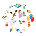 Art icons set, isometric 3d style Royalty Free Stock Photo