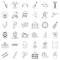 Art icons set, outline style