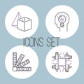 Art icons set vector illustration design linear symbols artistic pictogram creativity button graphic collection thin Royalty Free Stock Photo