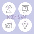 Art icons set vector illustration design linear symbols artistic pictogram creativity button graphic collection thin Royalty Free Stock Photo