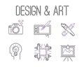 Art icons set vector illustration design linear symbols artistic pictogram creativity button graphic collection thin Royalty Free Stock Photo