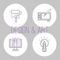 Art icons set vector illustration design linear symbols artistic pictogram creativity button graphic collection thin Royalty Free Stock Photo