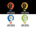 Human head four color lamp logo vector idea smart icon Royalty Free Stock Photo