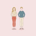 Man and woman standing poses isolated Royalty Free Stock Photo