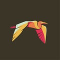 Colorfull flying heron vector art illustration Royalty Free Stock Photo