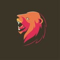 Angry lion head vector art illustration