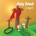 Holy week catholic tradition. Cross and crown of thorns