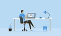 Flat vector work from home workplace concept and business smart working online connect anywhere