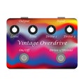 Colorful boutique custom overdrive guitar stomp box effect.