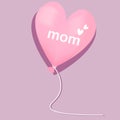 Llustration of realistic love balloon with mother`s day concept. Flat background style. Greeting card design.