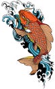 Koi carp swimming upstream. Tattoo Royalty Free Stock Photo