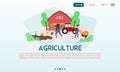 Web interface design or landing page for agriculture with the concept of farmers working in the form of cartoons.