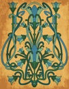 Old floral art nouveau card, vector