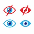 Watch and dont watch with eye logo collection icon set, video streaming censorship symbol concept in cartoon flat illustration edi Royalty Free Stock Photo