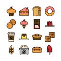 Bakery filloutline icon set, coffee shop icon set