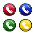 Phone icon in glossy circle button Royalty Free Stock Photo