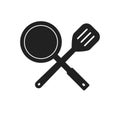 Pan and spatula icon in glyph style Royalty Free Stock Photo