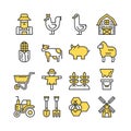 Farm icon set, colored icon collection