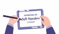 Left Handers International Day - August 13th, Hand Writing In Tablet Concept Illustration In Cartoon Flat Vector Isolated In White