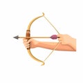 Bow Arrow Aiming Ready to Shooting Target. Traditional Wooden Bow Archery sport in Cartoon illustration Vector