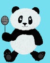 Panda holding a badminton racket