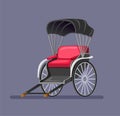Jinrikisha Traditional Transportation  from Japan. Vintage Vehicle Powered by Human for Tourist Attraction. Concept Symbol in Cart Royalty Free Stock Photo