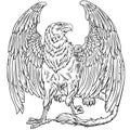 Sitting Griffin or Griffon. Black and white vector Royalty Free Stock Photo