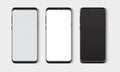 Realistic smartphone mockup set. Mobile phone blank, white, transparent screen design mock up Royalty Free Stock Photo