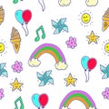 Colorful seamless doodle pattern with fun theme