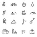 Set of camping related icons draw in doodle style Royalty Free Stock Photo