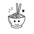 Cute noodle doodle illustration isolated on white background