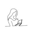 Beautiful brunette girl reading a book. Vector illustration on white background.Art & Illustration