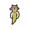 Cute half banana cat Royalty Free Stock Photo