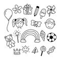 Kids related doodle vector illustration Royalty Free Stock Photo