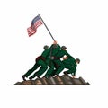 Soldier american flag raising in iwo jiwa battle 26 march 1945. patriotic symbol in cartoon illustration vector isolated in white Royalty Free Stock Photo