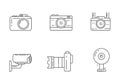 Outline style of camera icon collection Royalty Free Stock Photo