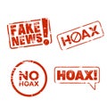 Vector illustration of a hoax news stop label stamp. Suitable for campaigns to stop fake news.