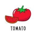 Cute tomato doodle hand drawn illustration