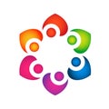 People union heart shape work celebrating happyness logo/Love Teamwork concept logo vector team work icon.