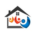 People Icon home Teamwork concept logo vector team work icon on white vector image.