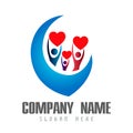 People family logo union heart shape work celebrating happyness logo/Love Teamwork concept logo vector team work icon.