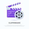 Vector illustrations of film clapboards. Suitable for design elements from the filmmaking process, cinema promotion, new movies