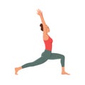 Woman standing in crescent lunge yoga pose