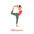 Woman doing yoga pose standing on position