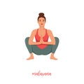 Beautiful girl is doing yoga, sitting in malasana garland pose Royalty Free Stock Photo