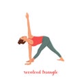 Women silhouette. Revolved Triangle yoga vector illustration Royalty Free Stock Photo