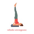 Yoga woman in Salamba Sarvangasana or shoulder stand pose.